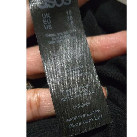 ASOS Fringe Bodysuit Black Plunge V Neck Long Sleeve Stretch Statement Blouse 6 - Picture 9 of 13